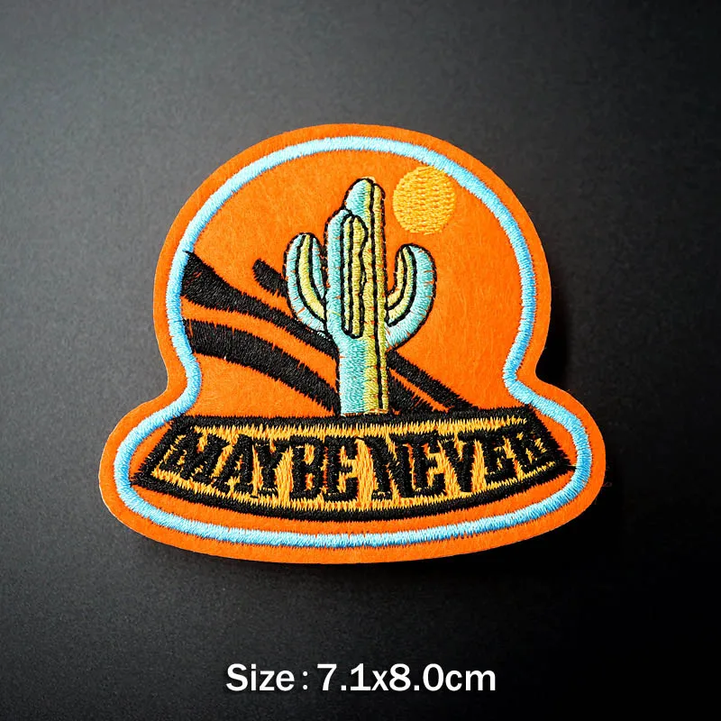 Cactus Size: 7.1x8.0cm DIY Embroidered Iron On Patches for Clothing Clothes Stickers Sew On Badges Patch