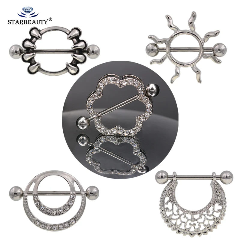 1 Pair Punk Heart nipple piercing jewelry Stainless Steel Nipple Ring Nipple Shield Piercing Jewelry Sexy Body Jewelry For Women