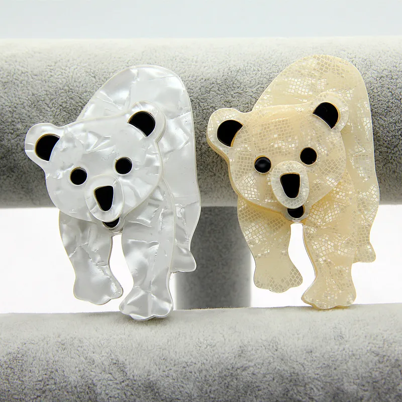 FishSheep Acrylic Polar Bear Brooches For Women Lovely Animal Resin Lapel Pin Brooch Jewelry Female Badge Clothes Accessories