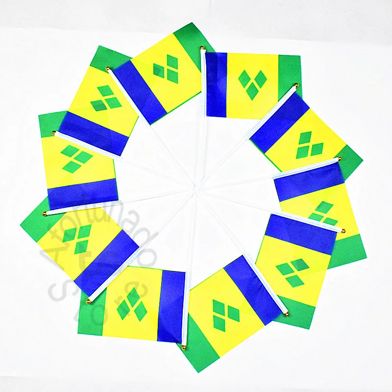 Saint Vincent and the Grenadines 14*21cm 10pieces  Banner   Hand waving National Flag for meet,Parade,party.Hanging