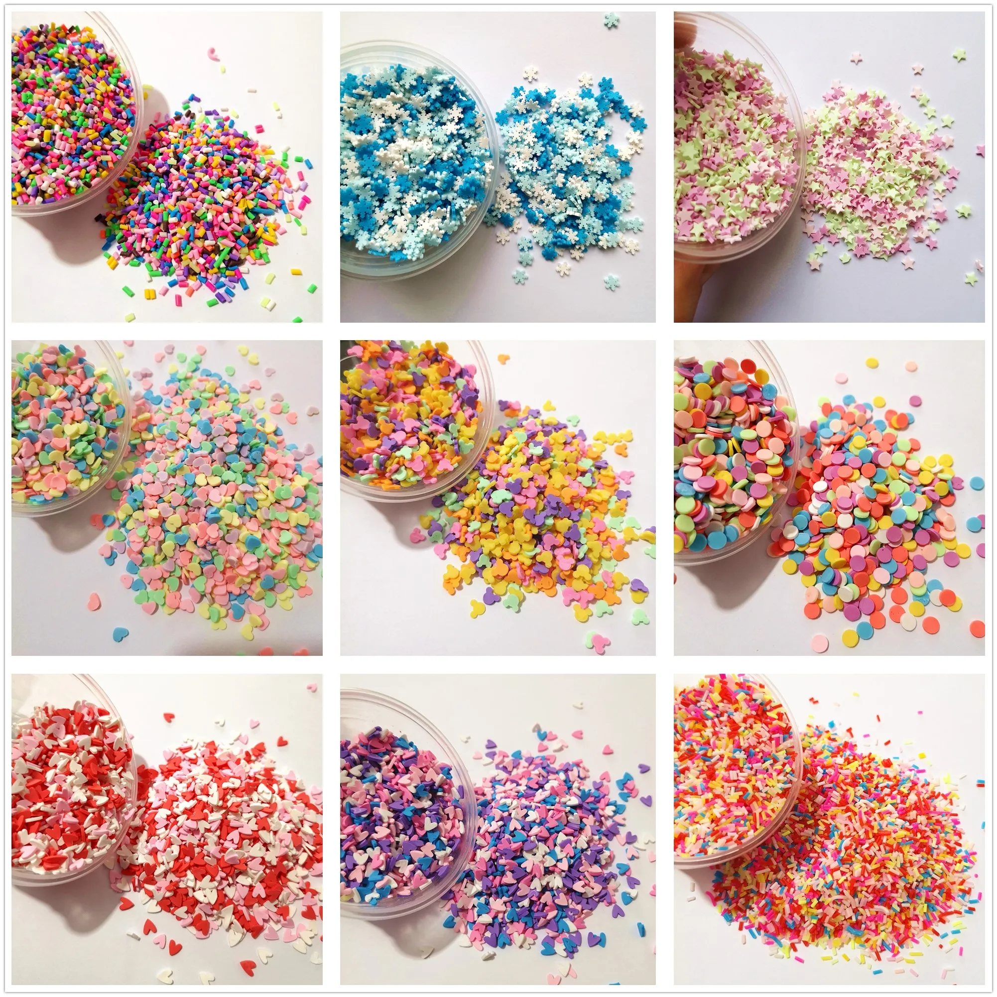 100g/bag Slime Filler Clay Sprinkles Filler Toys Accessories Candy Fake Cake Dessert Slices Decoration Heart Shape