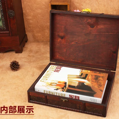 Taobao hot exclusive creative storage box storage wooden antique books, vintage wooden boxes can be customized