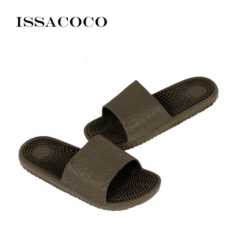 ISSACOCO Men's Flat Indoor Massage Slippers Men Home Non-slip Massage Slippers Zapatos Hombre Beach Flip Flops Men's Slides