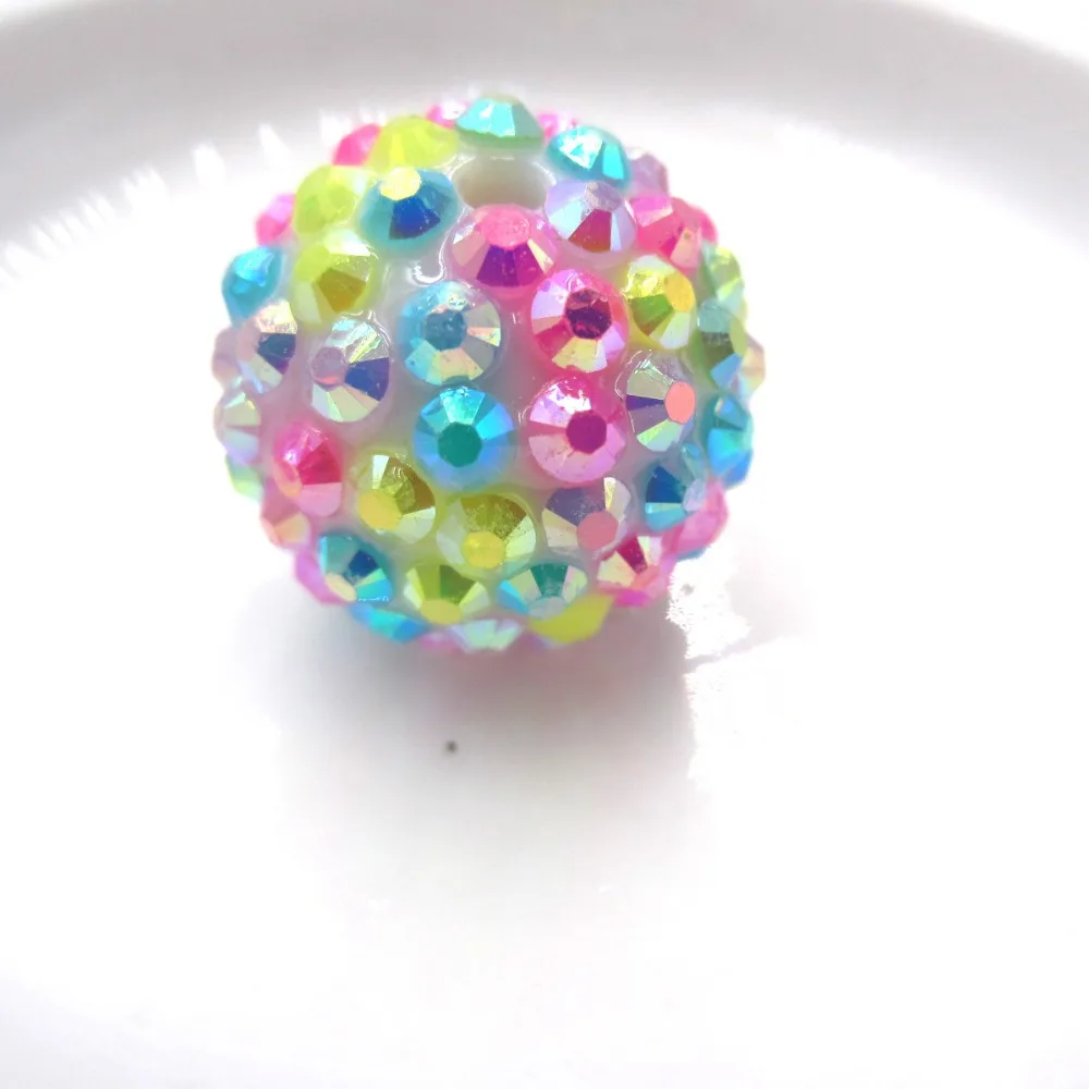 Designer 20MM Colorful Resin Rhinestone Bead For Girls DIY Chunky Bubblegum Necklace Make Accessories Straight Hole Loose Beads