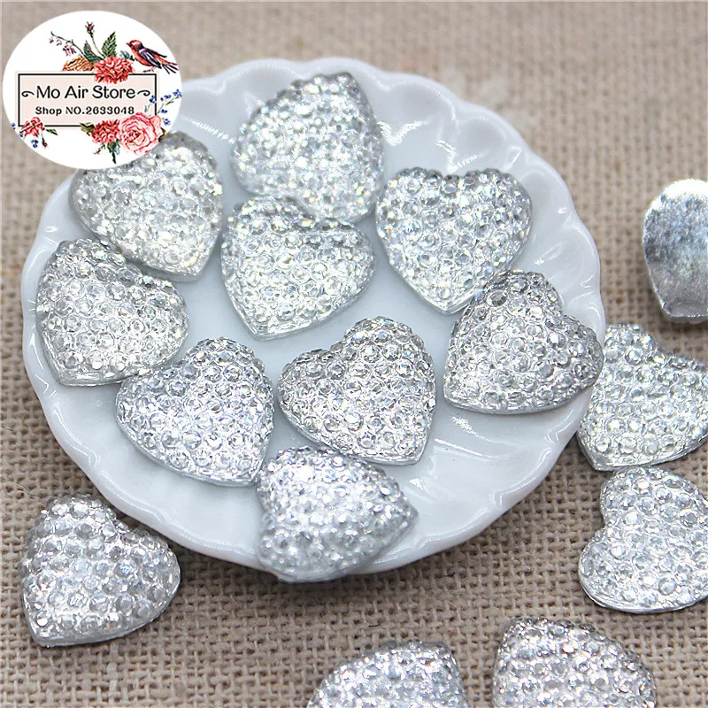 100pcs shiny clear heart Resin Flat back Cabochon Art Supply decorazione Charm Craft fai da te 11mm