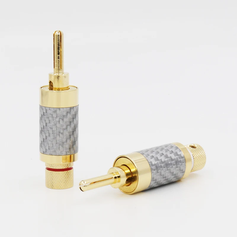 

4pcs Hifi audio Gold Plated Carbon Fiber Speaker Cable Wire Extension adapter Banana Plug Connector 7mm