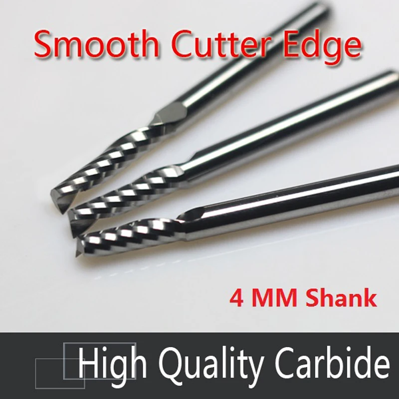 1pc 3.175--4 mm SHK Sprial Bits Wood Cutting 1 Flute Tools Carbide Engraving Cutters CNC Carving Milling MDF acrylic PVC