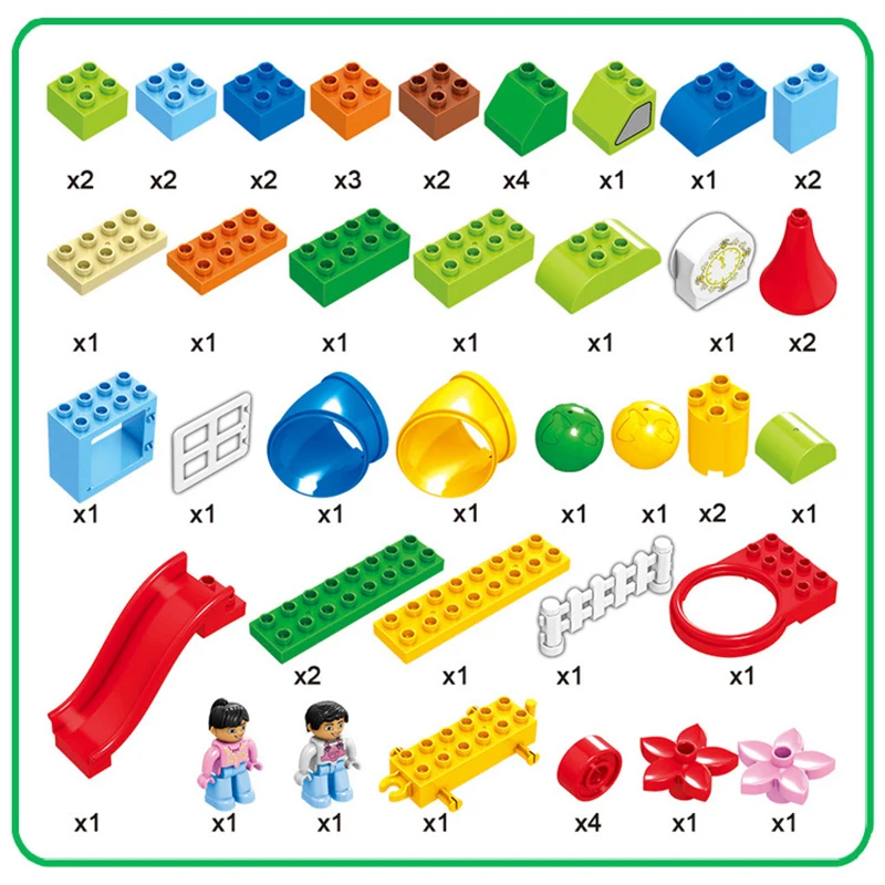 51Pcs Large Particles Duploed Pipeline Paradise Building Blocks Educational DIY Pipe Ball Bricks Kids Toys For Children Gift