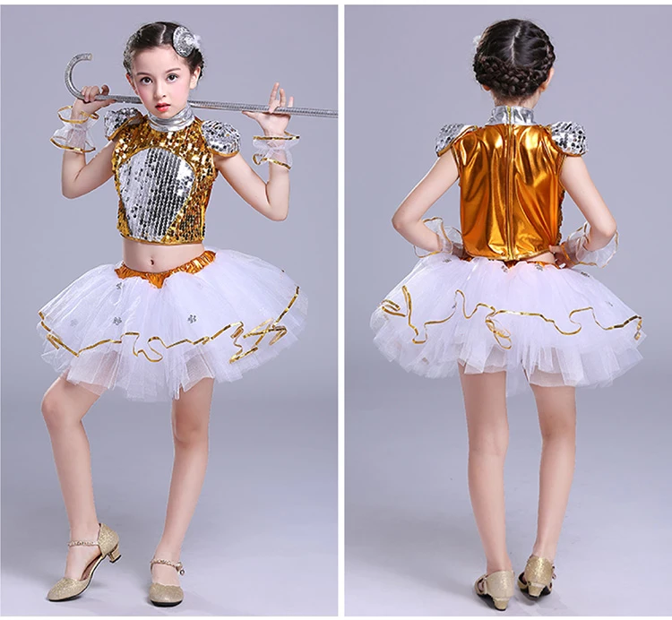 New Children\'s Jazz Dance Modern Cheerleading Costumes Hip Hop Boy Girls Crop Top And Pants Sequins Jazz Dance Performance Set