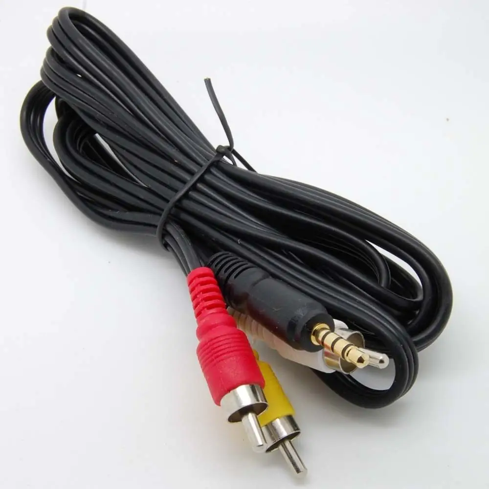 Mini 3.5 มม.ถึง 3 RCA AV A/V ทีวีวิดีโอสายไฟ MP3 MP4 PMP Media Player สเตอริโอวิดีโอ AV TV IPOD IPHONE เอาต์พุต TV