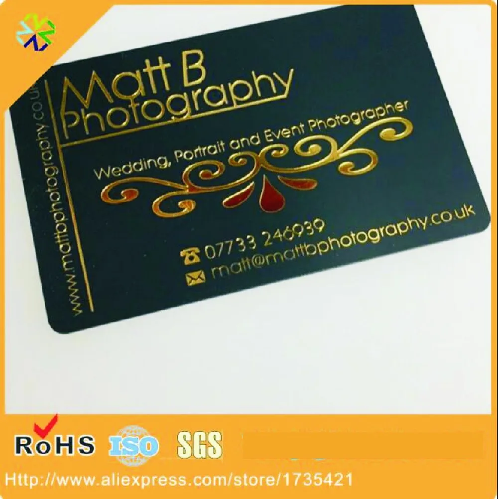 (5000pcs/lot)Black PVC material Matt finished gold stamping plastic business card