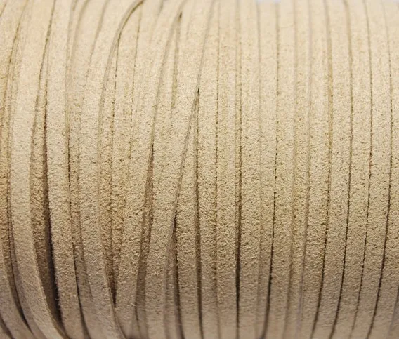 

Free Shipping 100Yards (92 Meters) 3 x 1.5mm Khaki Flat Faux Suede Leather Cord