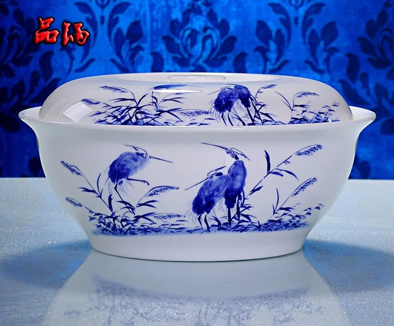 Dish Set Korean style blue and white porcelain Jingdezhen tableware  suit 56  pieces bone china tableware bowl gift giving