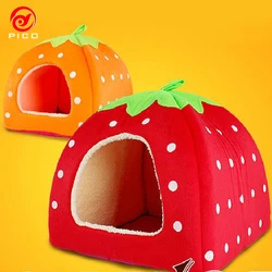High Quality pet dog house large dog bed Strawberry Leopard Print Cat tent Rabbit Warm Cushion Basket ZL03