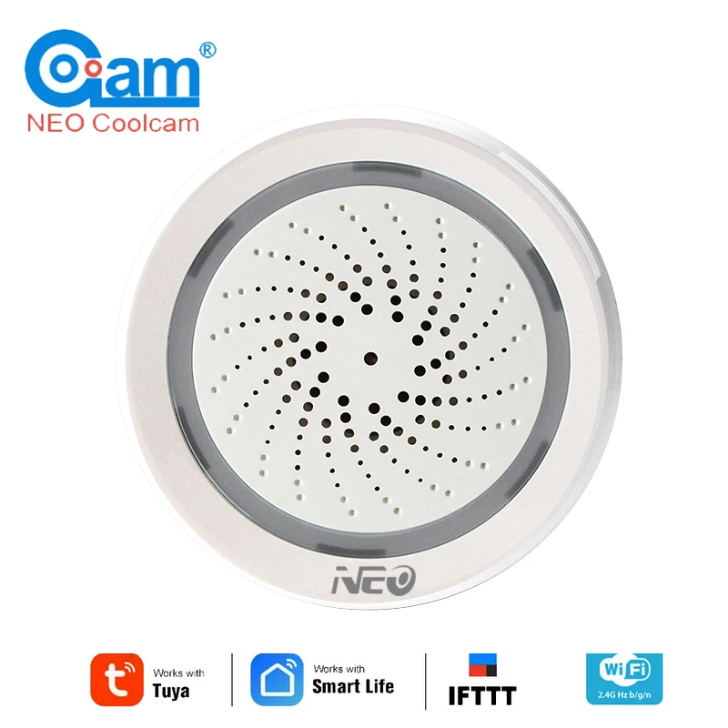 NEO Coolcam Smart Home 3 In 1 Siren Alarm Linkage With Temperature Humidity Sensor  USB Power Tuya Smart Life Alexa IFTTT