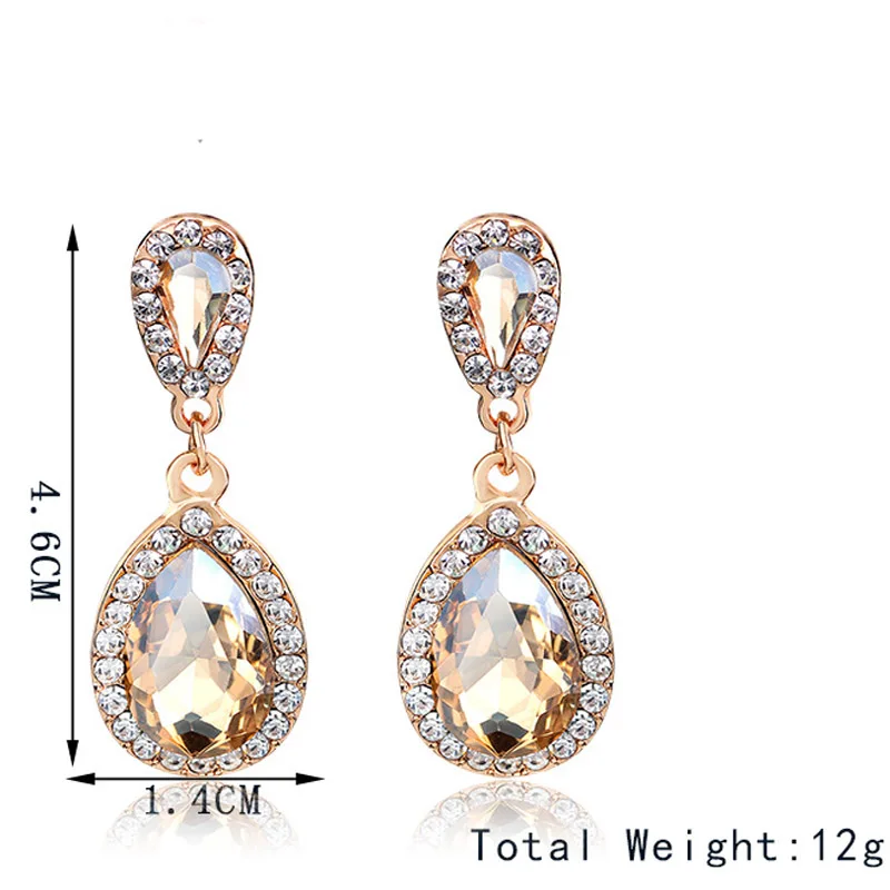 TREAZY Brincos Champagne Crystal Earrings for Women Statement Fashion Jewelry Women Water Drop Dangle Drop Earrings Pendientes