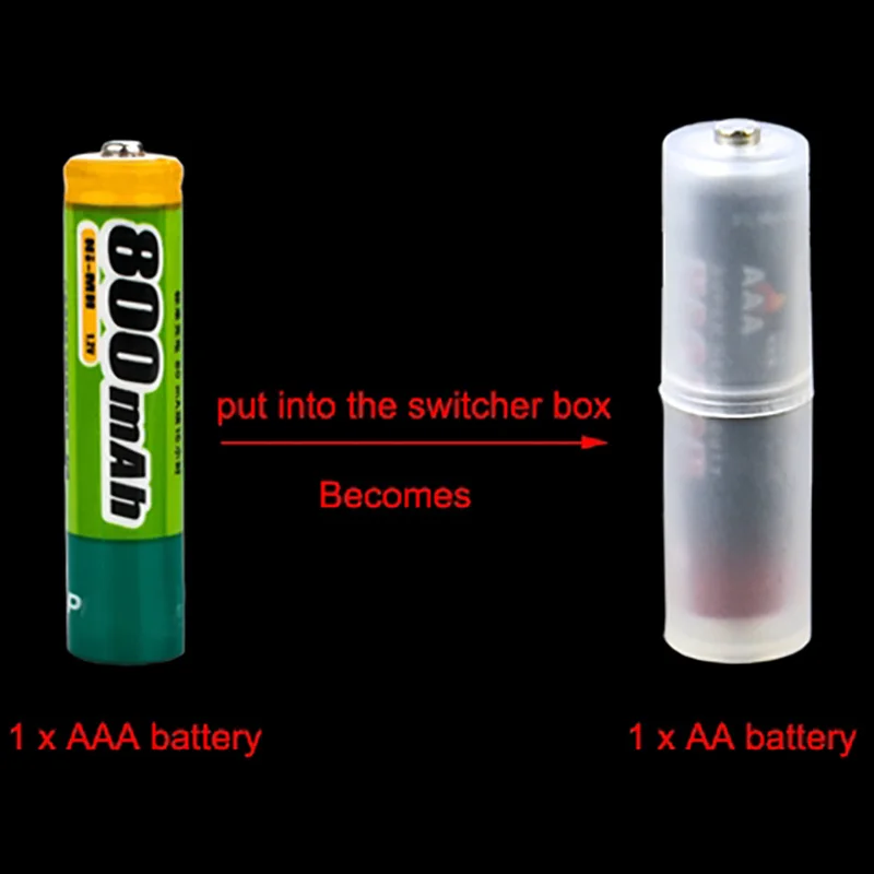 Aaa para aa tamanho celular conversor de bateria adaptador caso plástico switcher r03 para aa lr6 bateria caixa titular atacado
