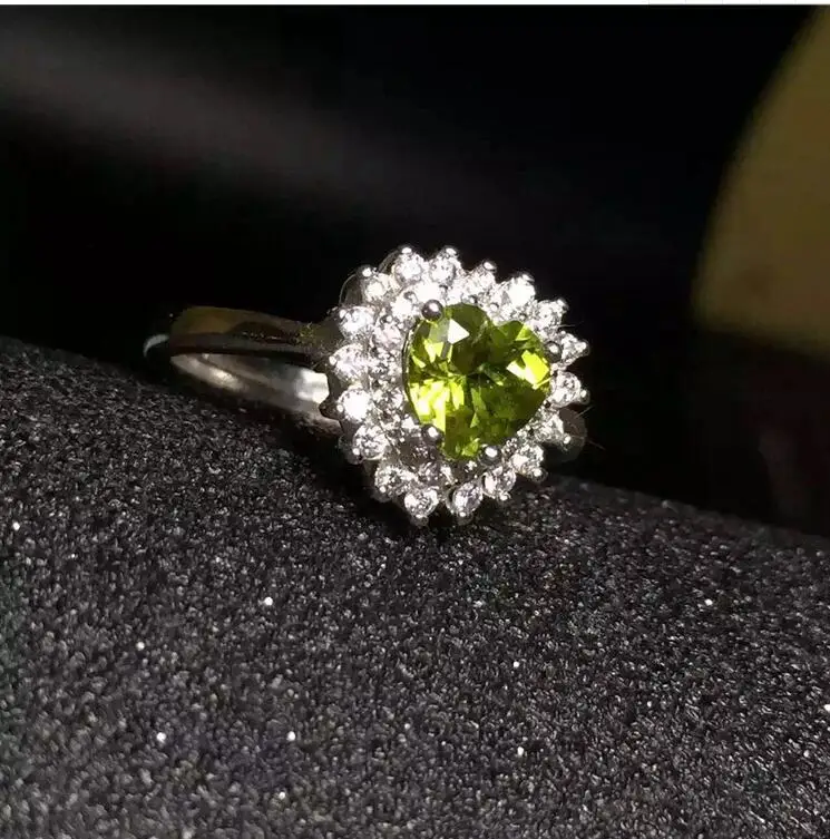 

Peridot ring 6mm gem Women rings Natural peridot ring 925 sterling silver Wholesale Fine jewelry Gemstone