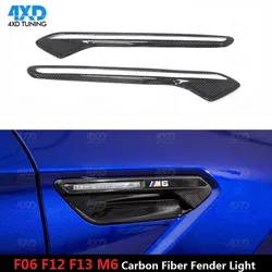 M6 dry carbon Fiber Fender Light Trim cover For BMW F06 F12 F13 M6 Air outlet vent Exterior trim car Sticker 2012 2013 2014-2016