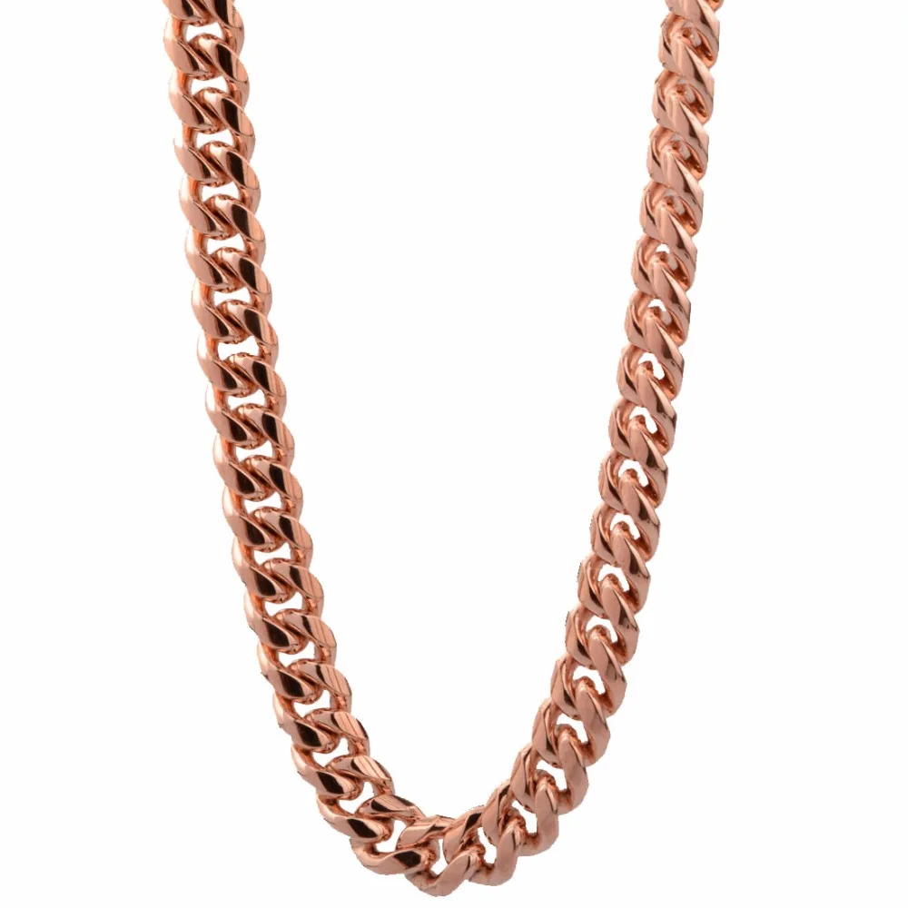 Hot Sale Chic Miami Cuban Chains For Men Hip Hop Jewelry Rose Gold Color Thick Stainless Steel  Wide Big Chunky Necklace Gift