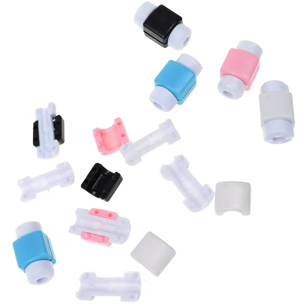 Pack of 8 pcs Hitam, putih, biru, warna pink kabel pengisian kabel data kabel saver protector untuk apple/iphone/ipad mini