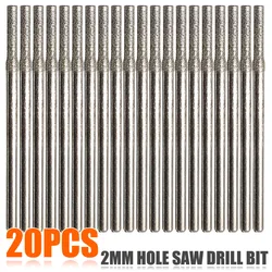 20Pcs/Lots 2mm Diamond Coated Hole Saw Solid Drill Bit For Glass Tile Ceramic Marble