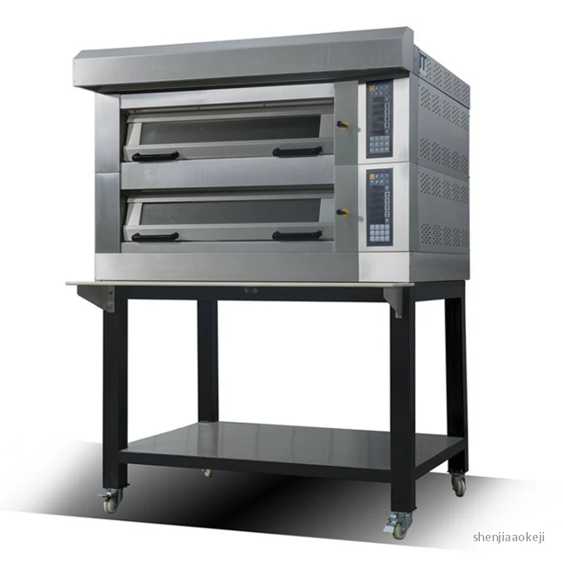 ขายใหม่ 2 - deck 4 ถาดเตาอบไฟฟ้า TKP-202E Double - layer Commercial เค้กขนมปังพิซซ่าผลไม้พาย, moon เค้กเตาอบ 380 v 14kw