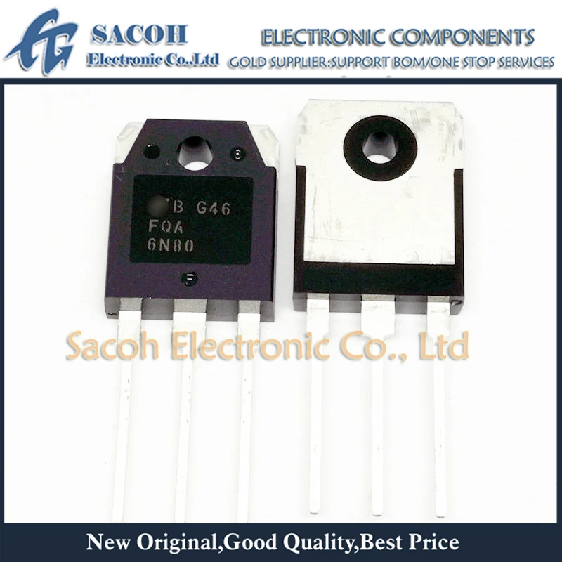 

Refurbished Original 10Pcs/Lot FQA6N80 OR FQA6N70 OR FQA5N90 TO-3P 6A 800V N-Channel Power MOSFET