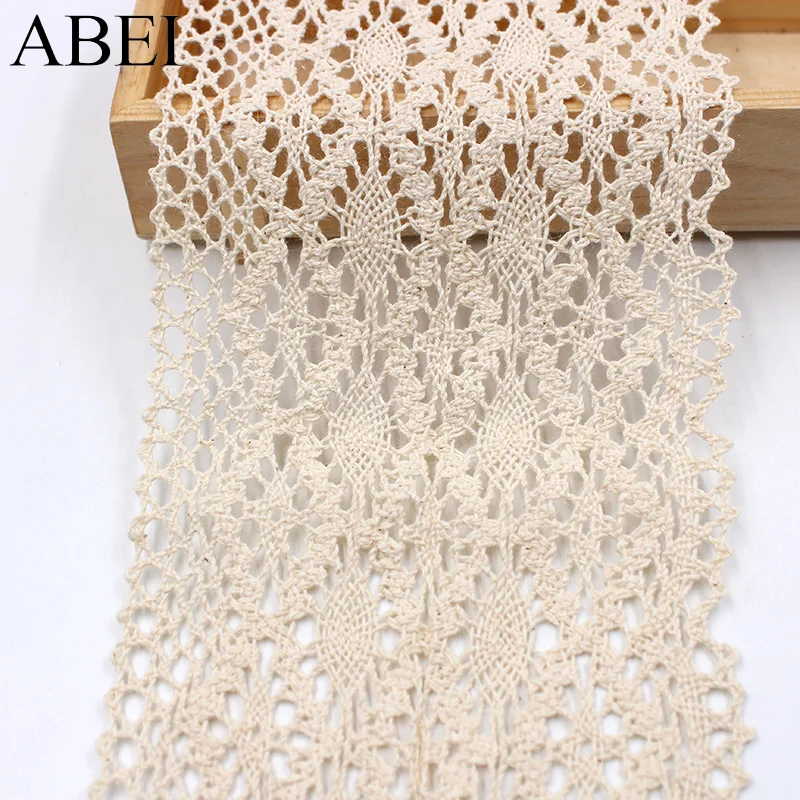 2yards/lot 13cm width Beige Cotton Lace Trims Handmade Sewing Patchwork DIY Wedding Crafts Garment Cotton Fabric Ribbon Supplier