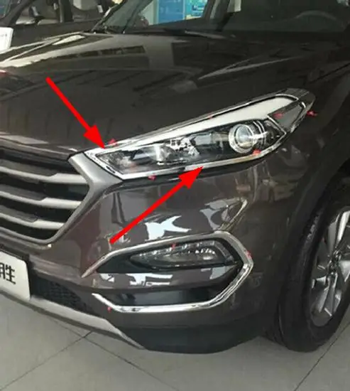 ABS Chrome Front Head Light Lamp Cover Trim Front Head Light Cover For 2015 2016 2017 2018 Hyundai Tucson