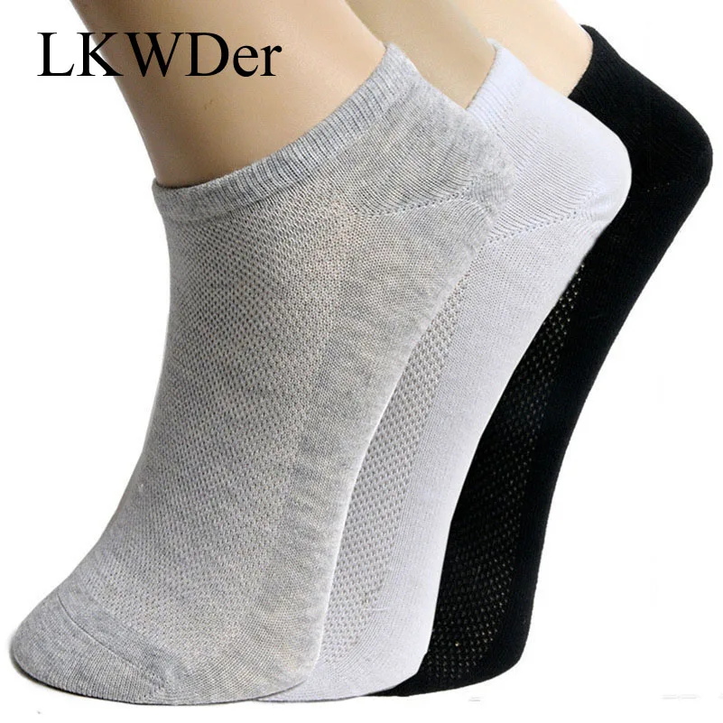 

LKWDer 10pcs=5pairs Solid Mesh Men's Socks Invisible Ankle Socks Men Summer Breathable Thin Boat Socks Size Eur39-43 Calcetines