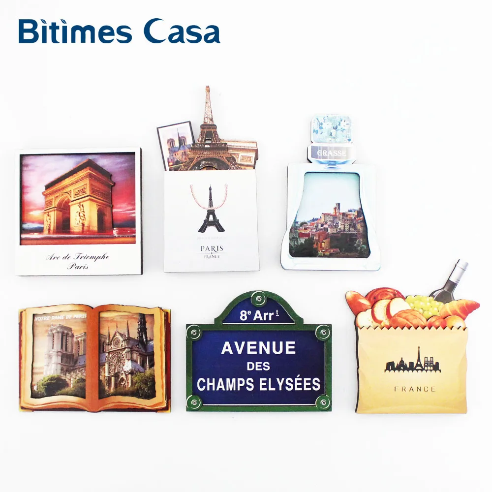 Bitimes 6PCS France Scenic 3D Fridge Refrigerator Magnets Paris Fridge Magnets Notre Dame Cathedral Imanes Travel Souvenir