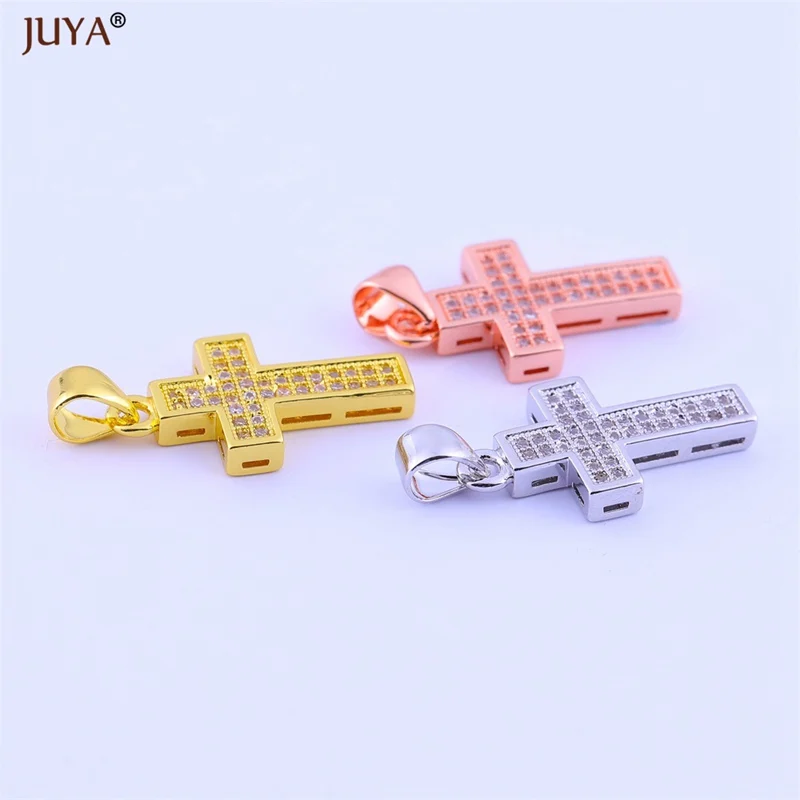 20mm*11mm Micro Pave CZ Rhinestone Crosses Charms For Jewelry Making Necklaces Accessories floating charms Jewellery