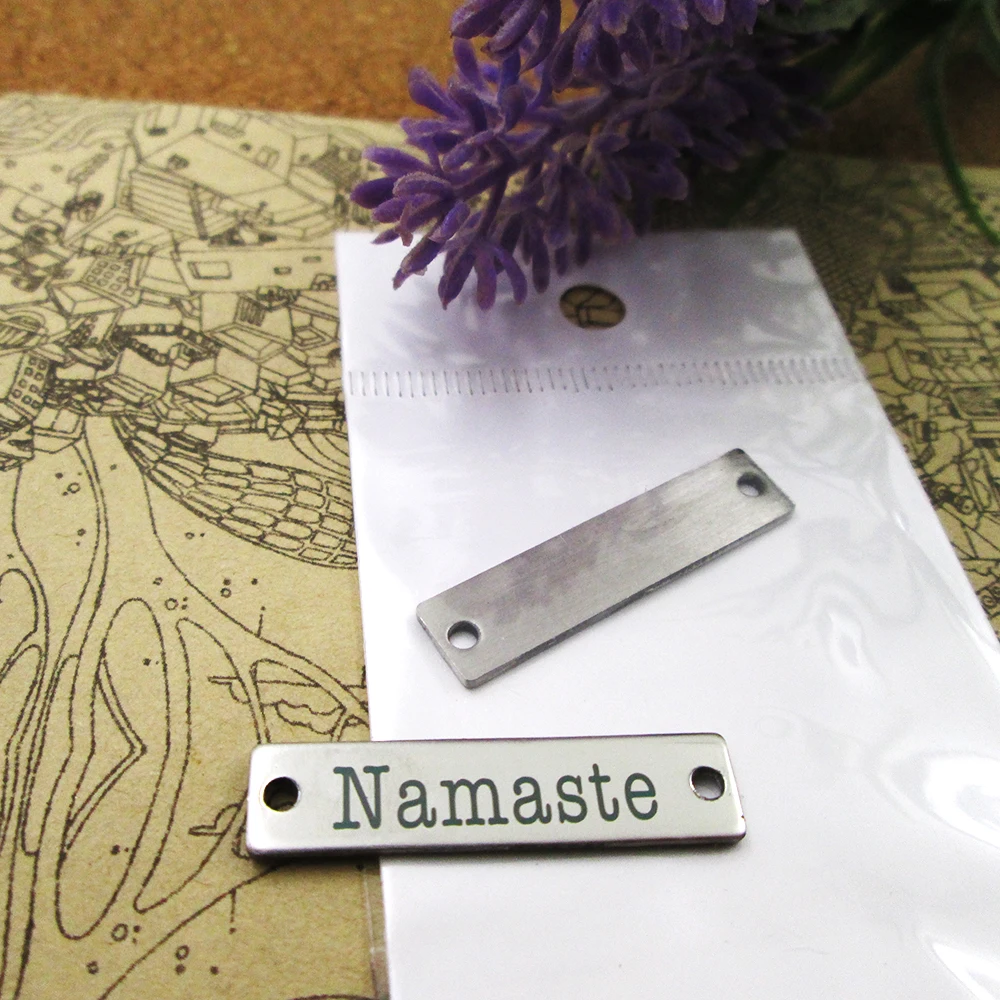 20pcs--Namaste Connector stainless steel charms more style for choosing DIY Charms pendants for necklace 30x7mm