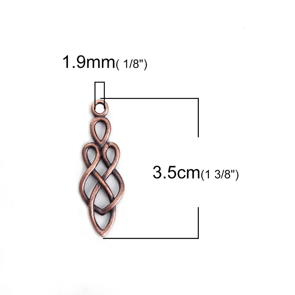 DoreenBeads Copper Antique Copper Celtic Knot Drop Pattern Pendants Fashion DIY Components 35mm(1 3/8