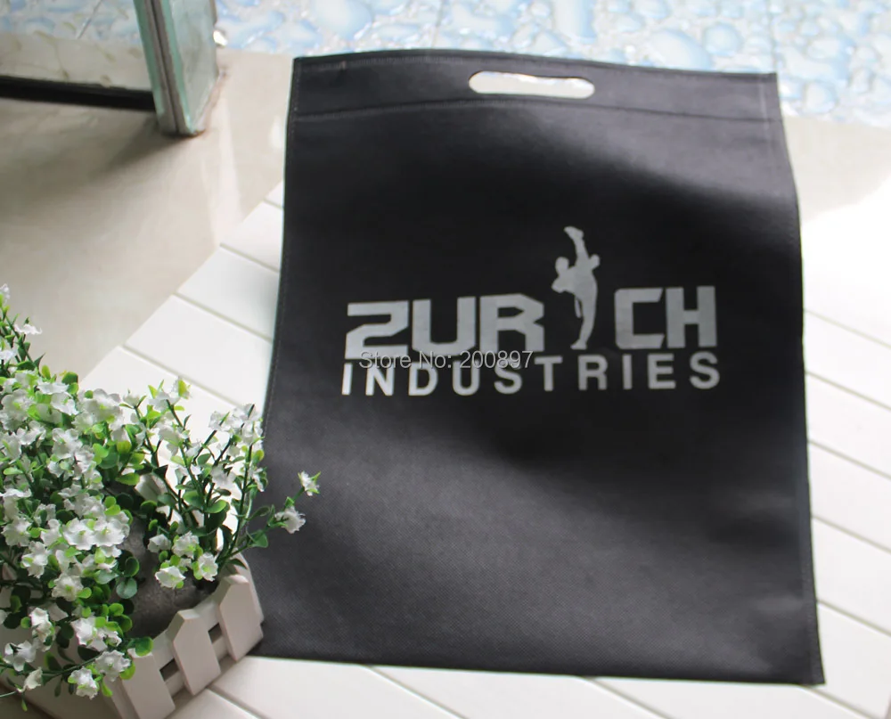 

Custom logo print bag non woven punch hole handle 40*30cm no side no depth 500pcs lot