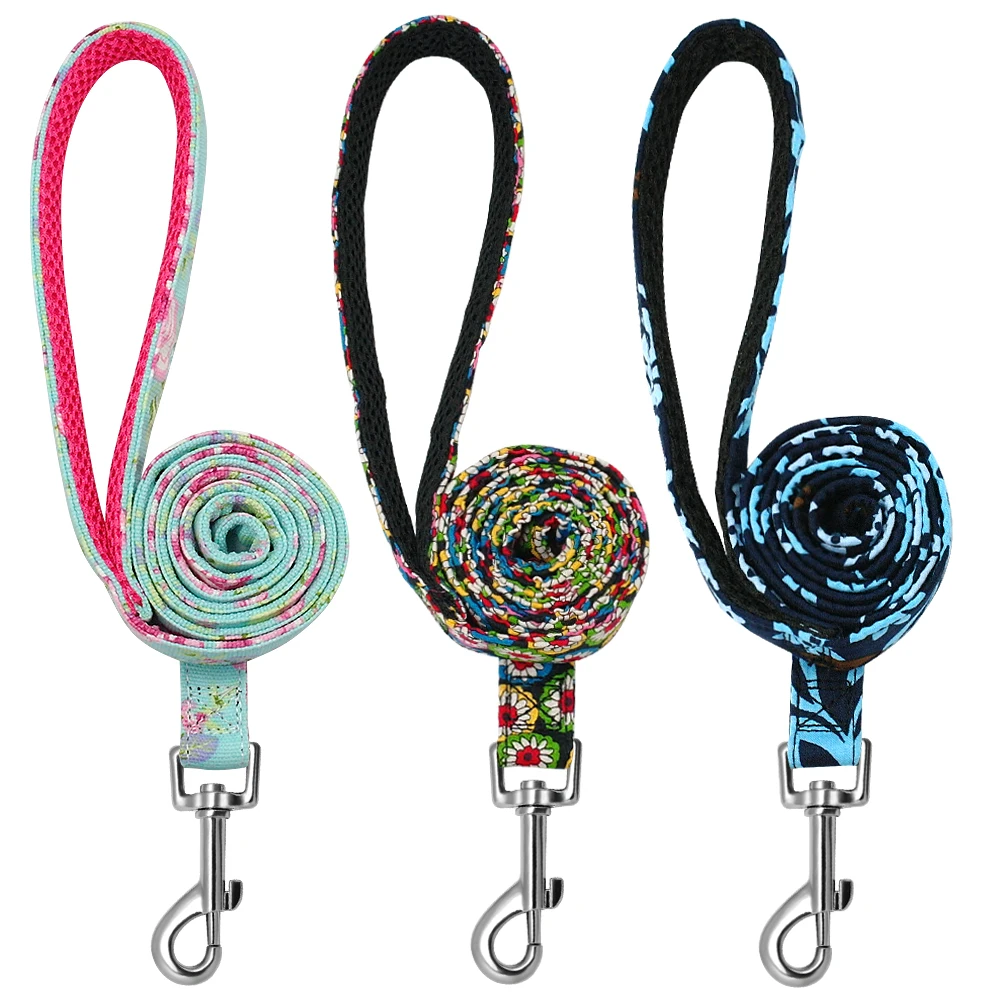 Pet Dog Leash Nylon Print Dog Leashes Rope Small Medium Lead for Dogs Cat Puppy 120cm Soft Breathable Chihuahua Walking Leads