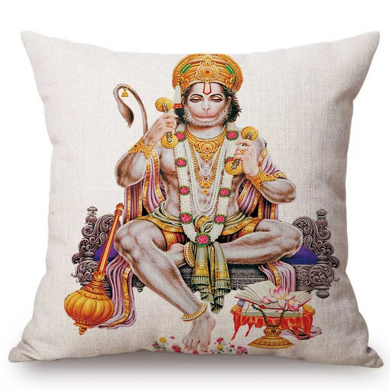 Lord Hanuman Garnesh Indian Buddhist Fortunate God Home Decorative Sofa Throw Pillow Case Buddhism Art Decoration Cushion Cover