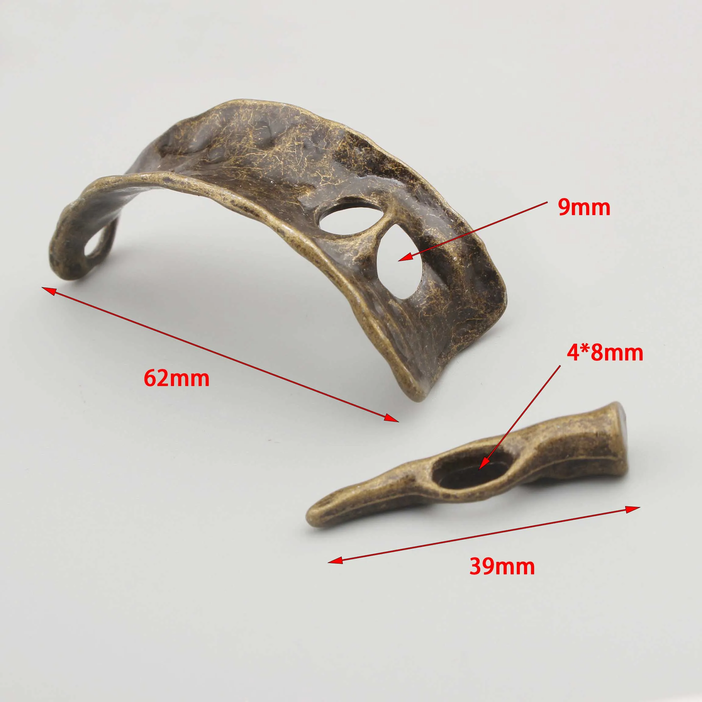 3 Sets Alloy Hammered Big Size Half Cuff Bangles For Multi Strand Leather Wrap Wrist Band Bracelet