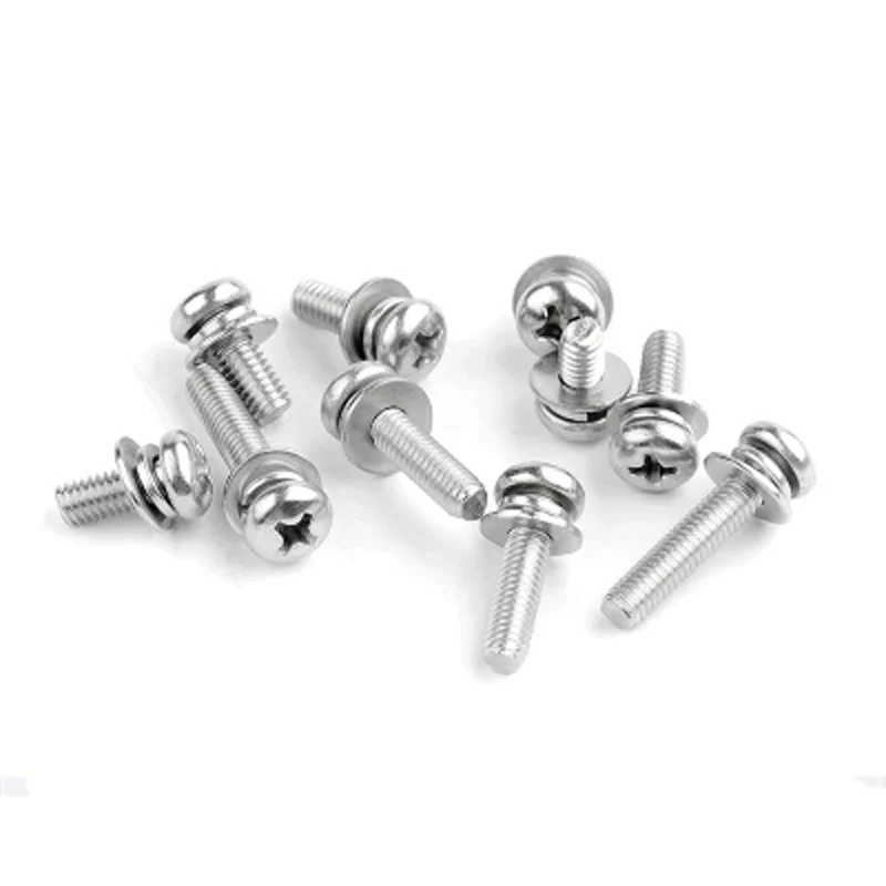 

20pcs M4 Small pan head combination Phillips screw 304 stainless steel GB9074.8 Round heads three combinations 6mm-20mm Length