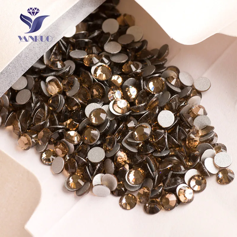 YANRUO 2058NoHF SS16-SS20 1440Pcs Smoked Topaz Non Hot-fix Rhinestones Stones Glue on Nails Art Stones Loose Strass For Shoes