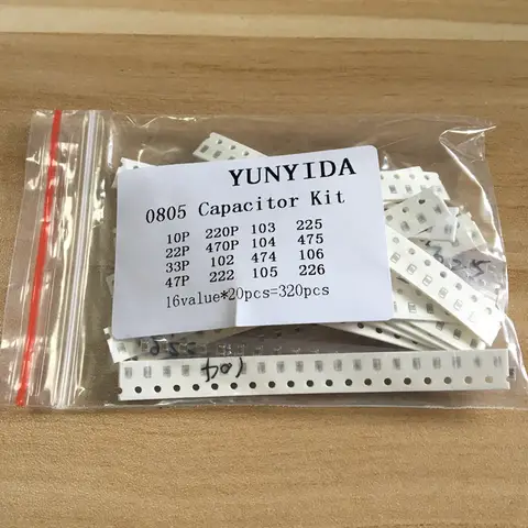 0805 SMD Capacitor Assorted Kit 16 Values YUNYIDA