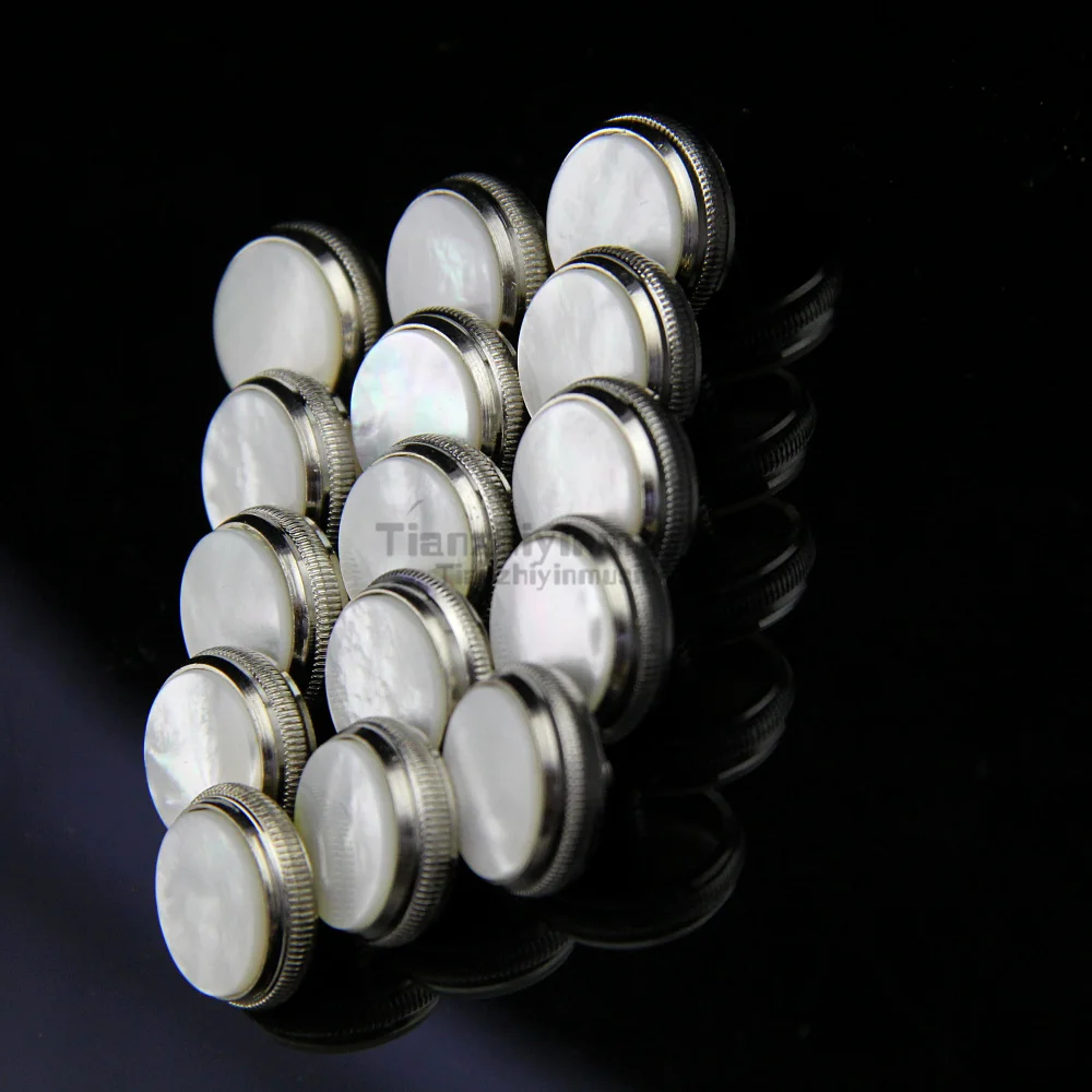 5set=15 pcs trumpet finger button pearl set real abalone shell flashing/pearl