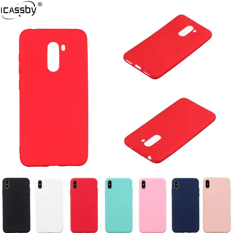 Xiaomi Pocophone F1 케이스 용 고무 실리콘 커버 Xiaomi Pocophone F1 F 1 Pocophon Poco F1 케이스 용 캔디 소프트 TPU 뒷면 커버