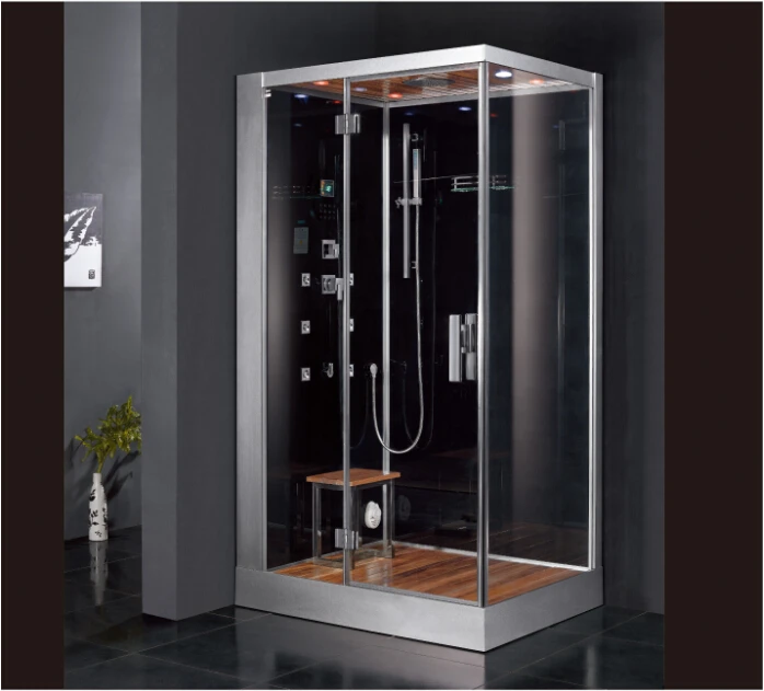 2017 luxury steam shower enclosure with tempered glass back panel sliding doors jetted massage walking in sauna room ASTS1059