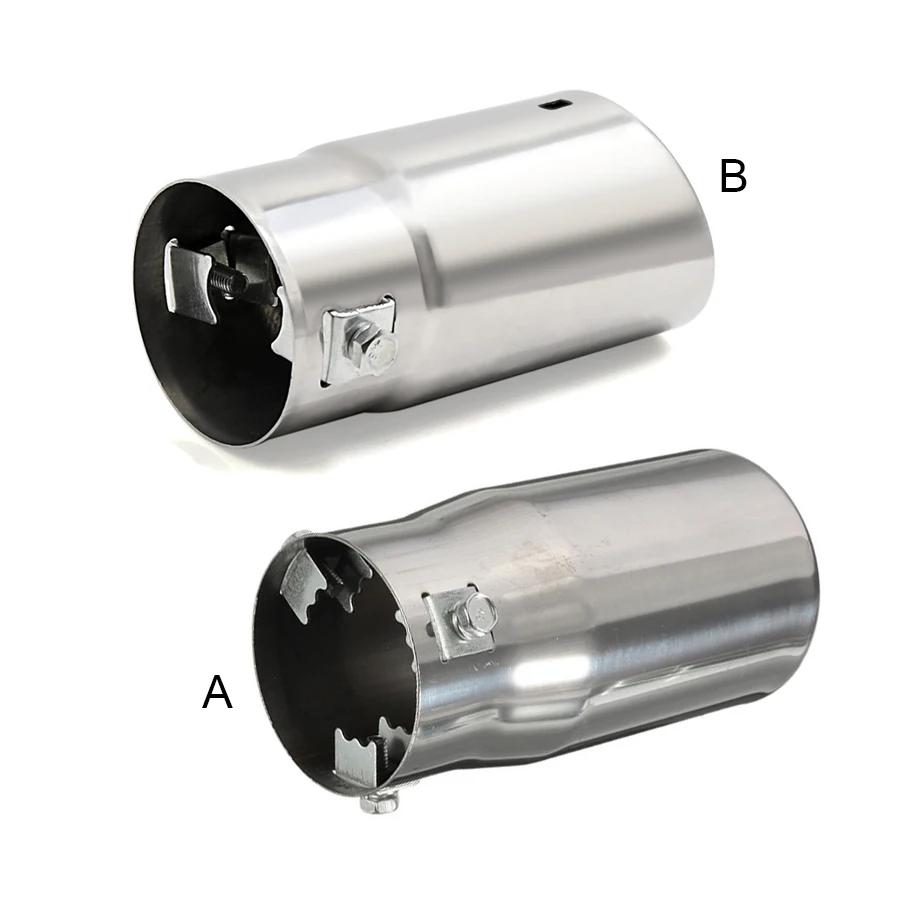 Universal 58mm Car Auto Vehicle Chrome Flat Exhaust Pipe Tip Muffler Steel Stainless Trim Tail Tube view 4