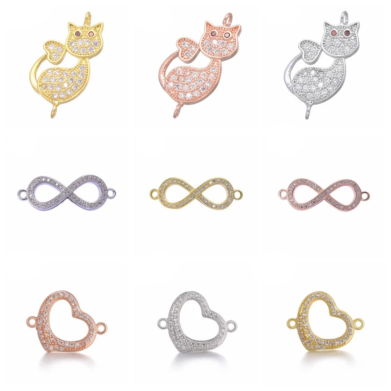 Juya DIY Armbänder Anschlüsse Handgemachte Tier Katze Herz Infiniry Blatt Charms Zubehör Für Frauen
