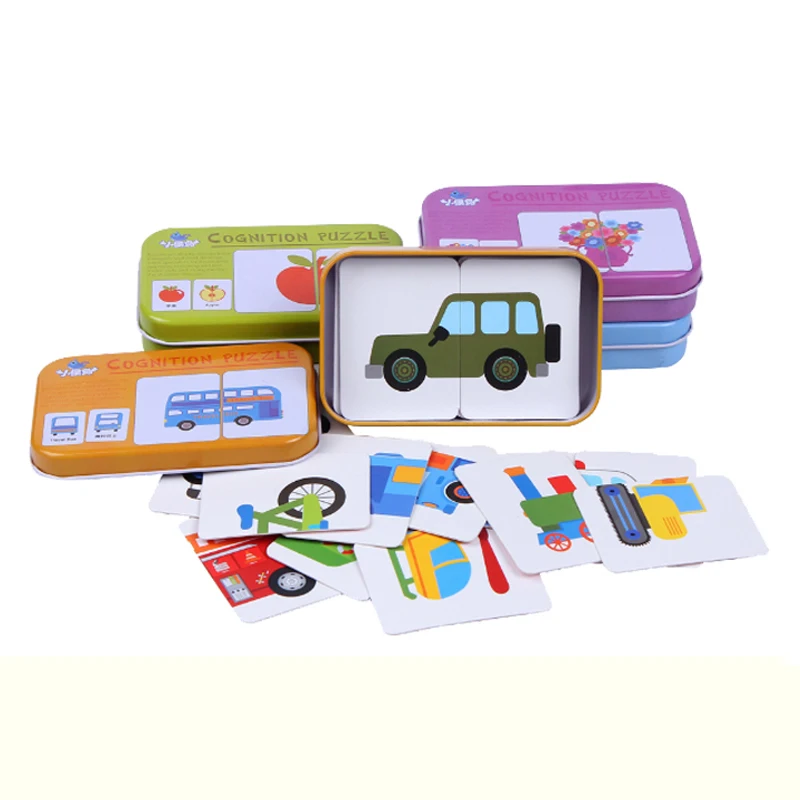 

32pcs/box Baby Toys Infant Early Head Start Training Puzzle Cognitive Card Vehicle/Fruit/Animal/Life Set Pair Puzzle Baby Gift