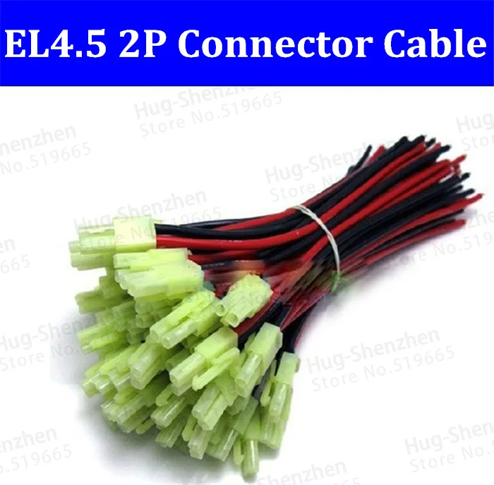 

High Quality 200pcs Green Mini EL4.5 EL4.5mm Male Connector with 18AWG Wire connector cable 200mm Free shipping