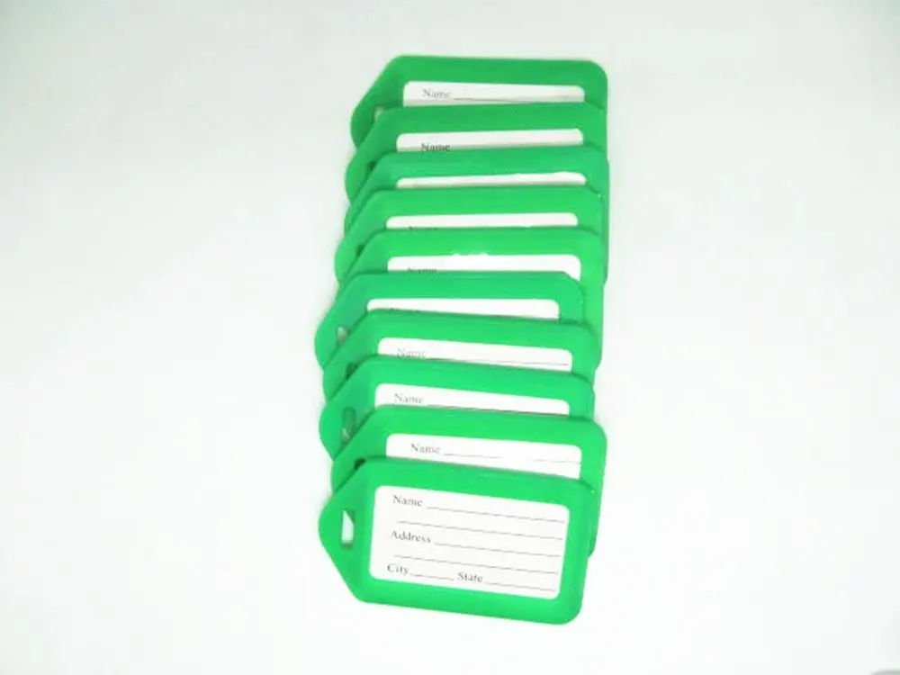 10 pcs Plastic Travel Accessories Square-shape Luggage tag / Identifier with Name Card (10 Green)